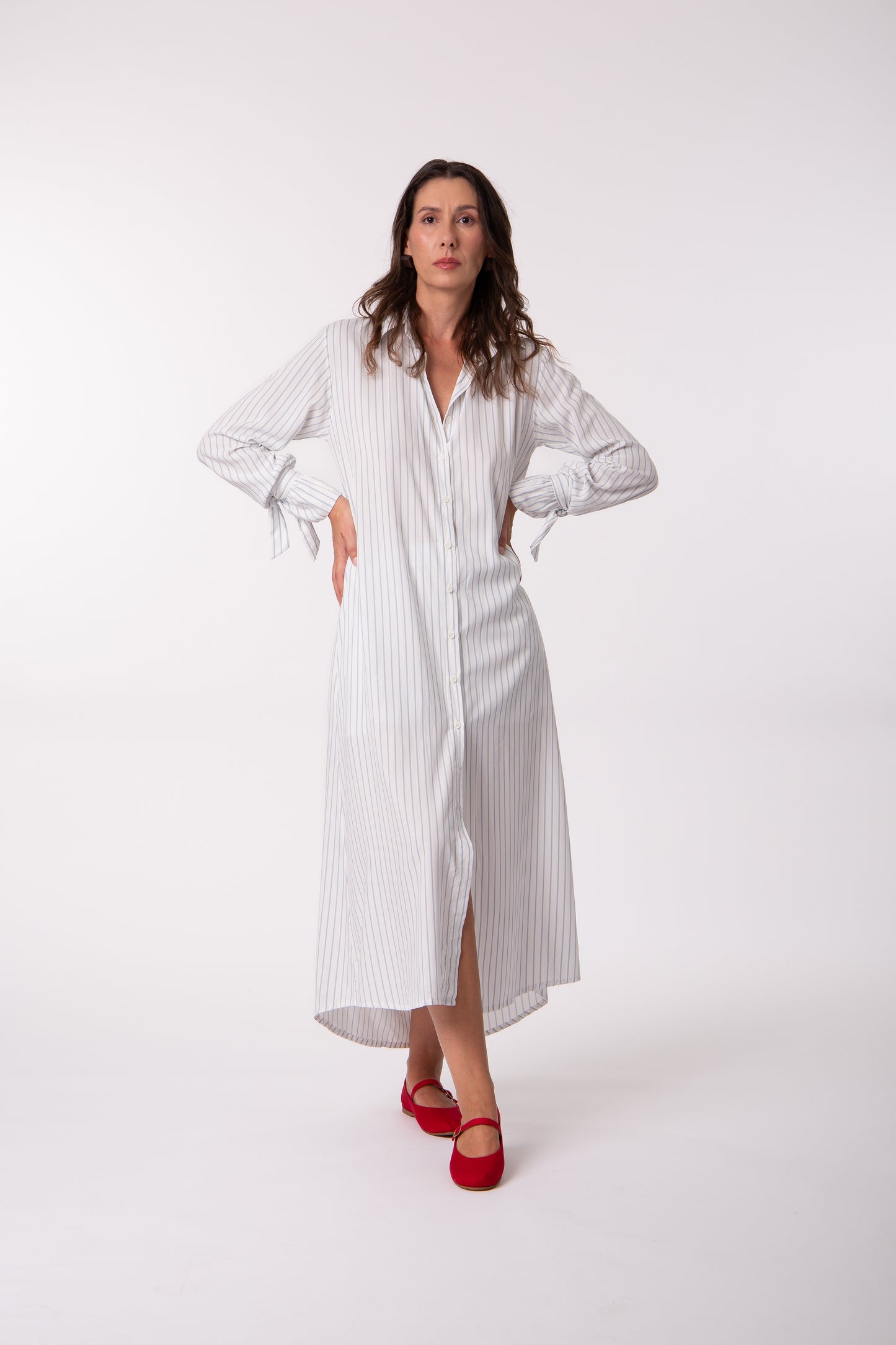 Chemise listrada algodão