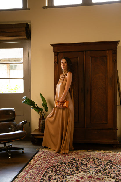 Vestido Laço Castanho dourado