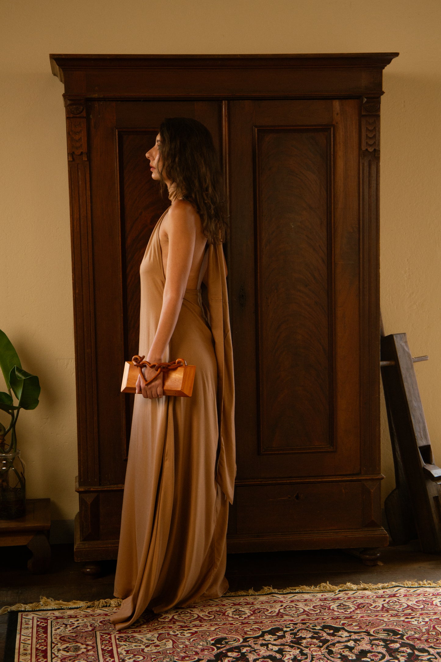 Vestido Laço Castanho dourado