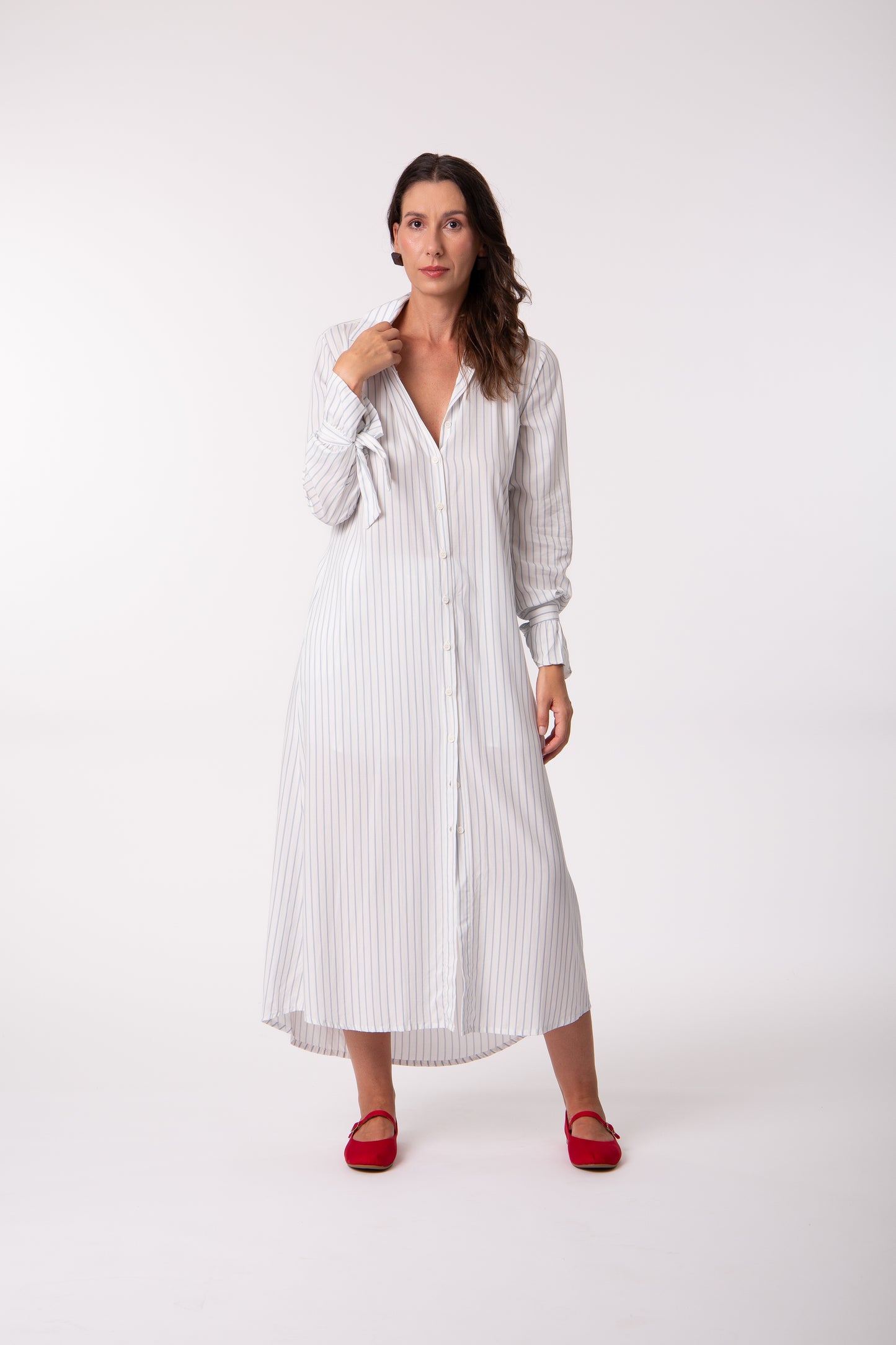 Chemise listrada algodão