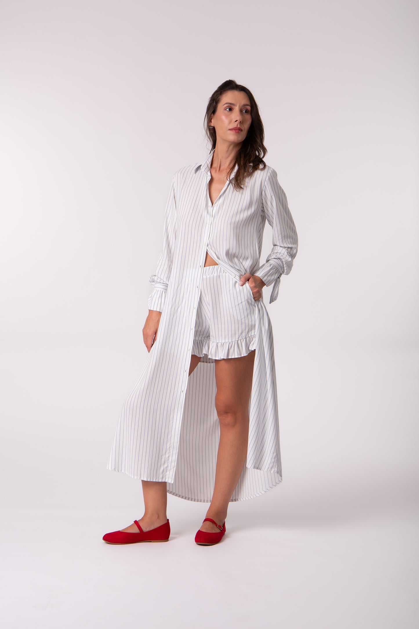 Chemise listrada algodão