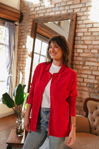 Blazer desconstruído vermelho goiaba