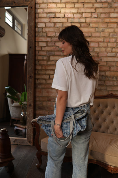 Bolsa jeans Tote Rachel com zíper