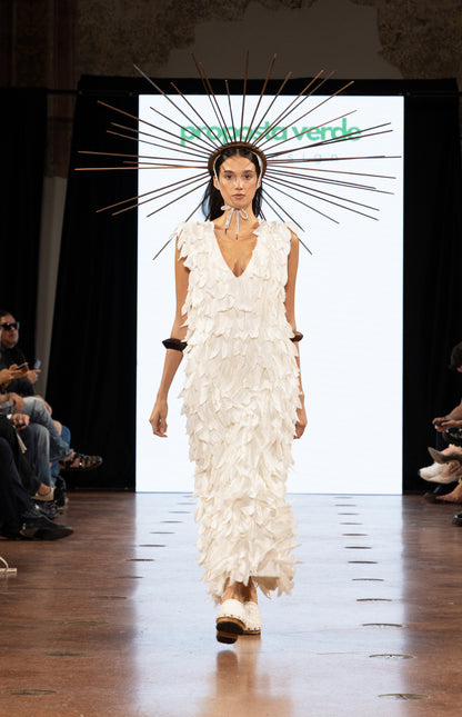 Vestido Pétalas off white