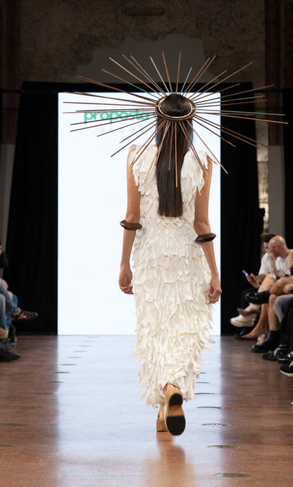 Vestido Pétalas off white