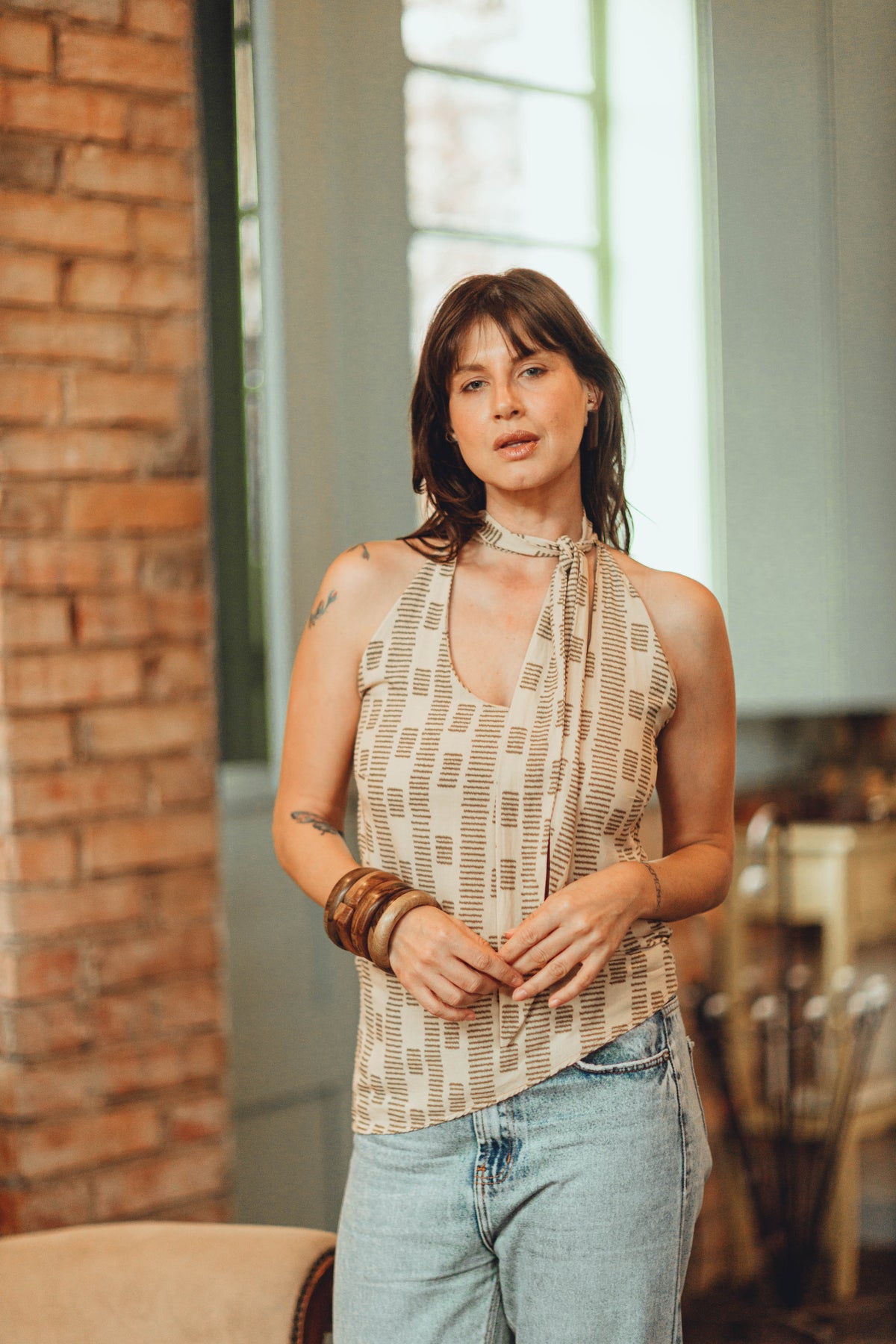 Regata lenço estampada
